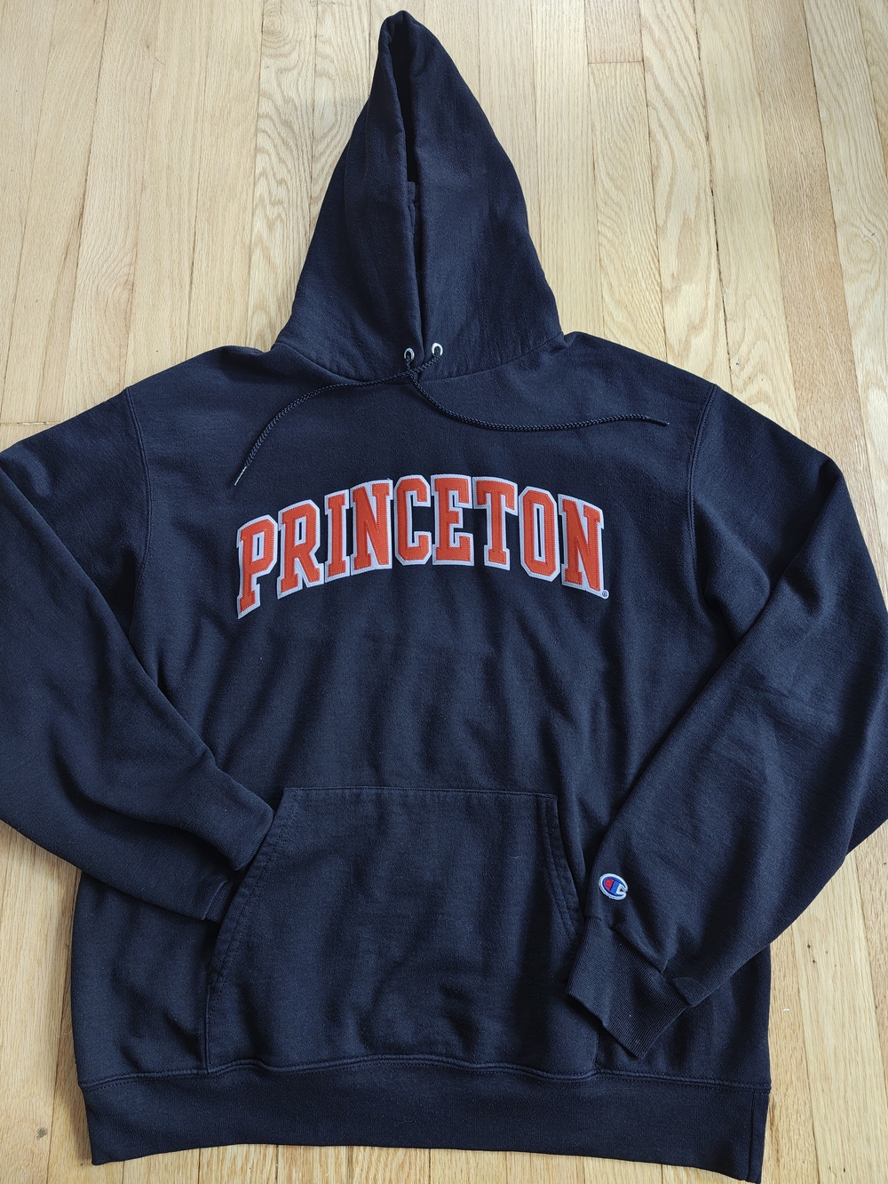 Champion Princeton Arch Logo Hoodie - Black with Orange Lettering